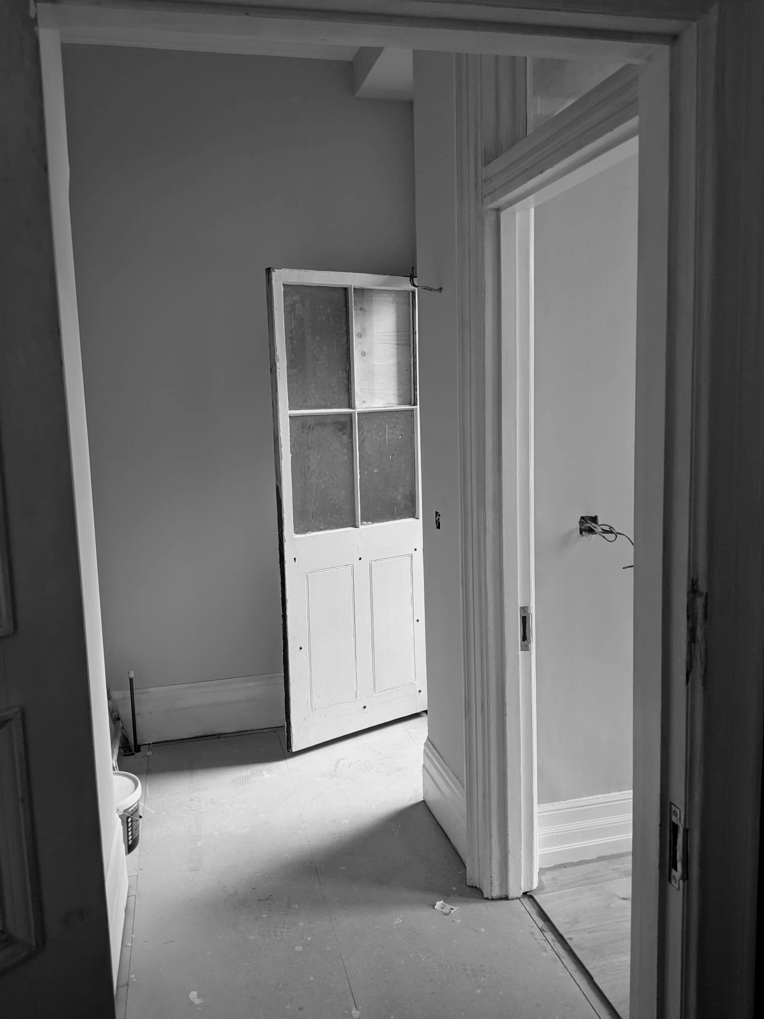 During: mansion block flat mid-renovation