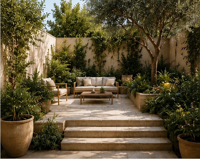 Indicative CGI of the rear garden terrace