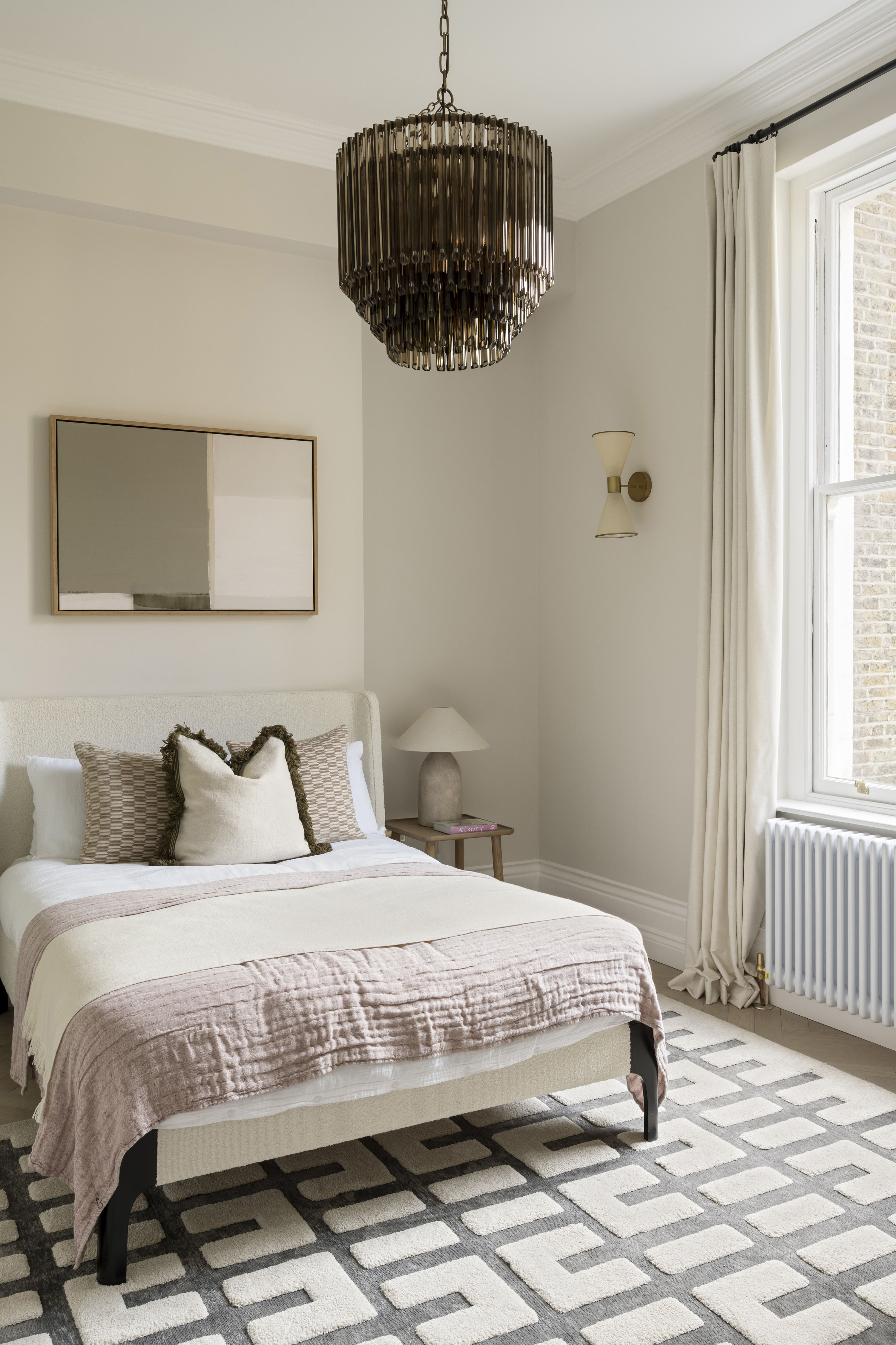 Bedroom with chandelier