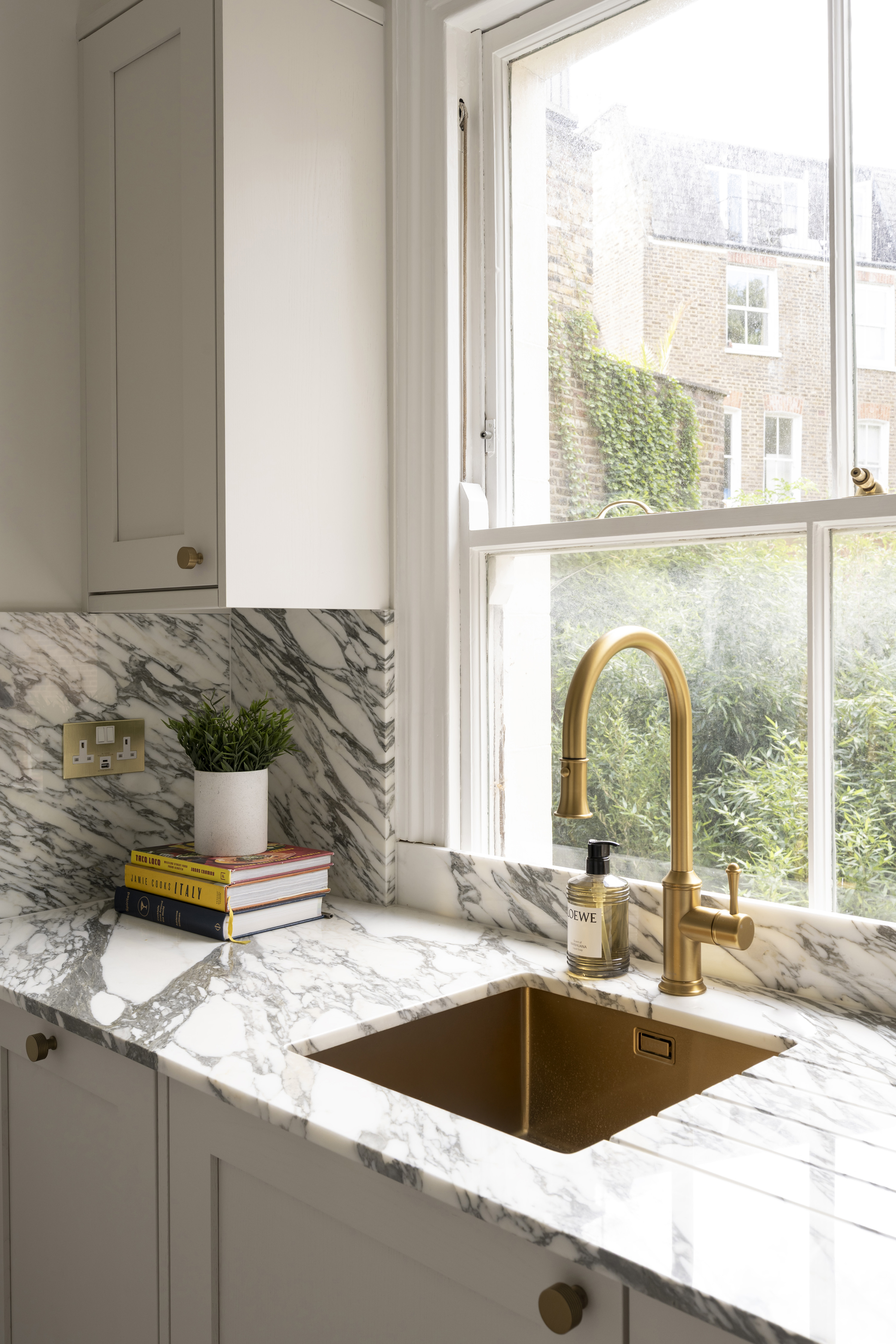 Kitchen with marble counter